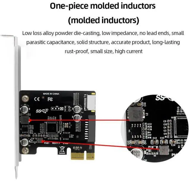 Alt view image 5 of 7 - Computer PCI-E To USB 3.0 PCIE Expansion Controller Card 19PIN PCI-E To USB 3.0 TYPE-E Expansion Card