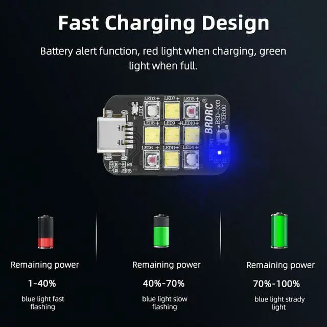 Alt view image 6 of 7 - Drone Strobe Light USB Rechargeable Blinking LED Flash 300mAh Wireless LED Drone Strobe Light for Avata 2/ Mini 3/4 Mavic 3