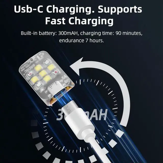 Alt view image 7 of 7 - Drone Strobe Light USB Rechargeable Blinking LED Flash 300mAh Wireless LED Drone Strobe Light for Avata 2/ Mini 3/4 Mavic 3