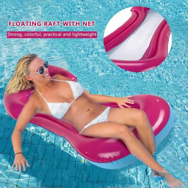 Alt view image 6 of 7 - Inflatable Floating Mattress Row Folding Swimming Beach Chair Water Pool Party Float Bed Party  Lounge Bed for Swimming