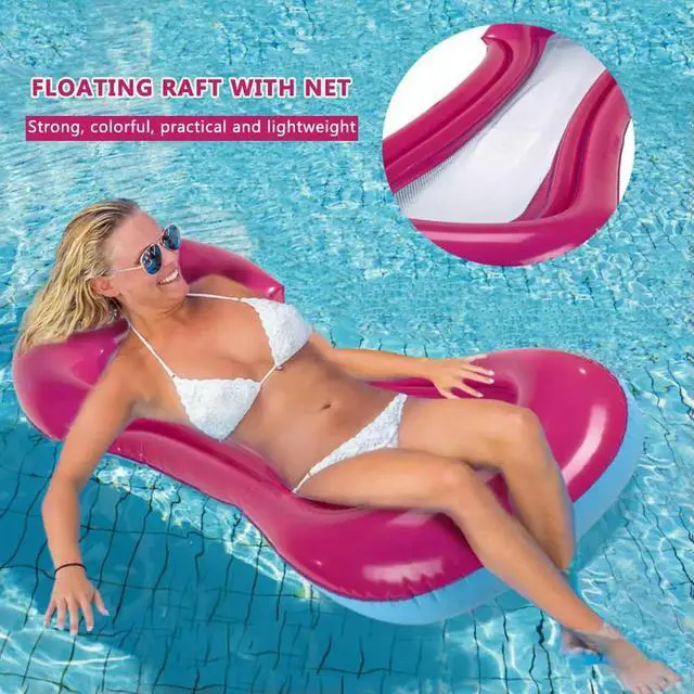 Alt view image 7 of 7 - Inflatable Floating Mattress Row Folding Swimming Beach Chair Water Pool Party Float Bed Party  Lounge Bed for Swimming