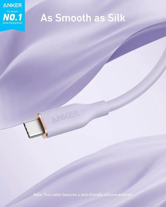 Alt view image 2 of 6 - USB C Cable Type C Fast Charging Flow Cord for iPhone 1716/15 Series MacBook Pro 2020 and More (USB 2.0 240W 1 Pack Purple 6FT)