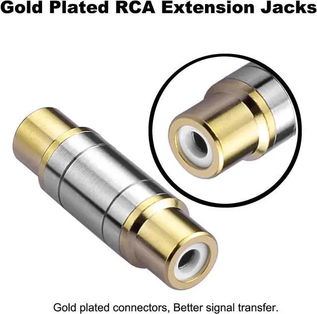 Alt view image 9 of 14 - 2Pcs RCA Female to Female Coupler Gold Plated Video and Audio Female Adapters Barrel connectors Extend RCA Cables
