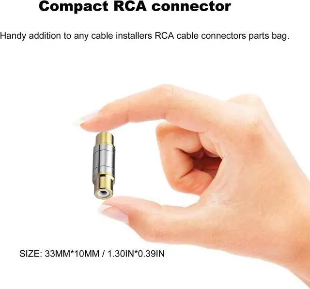 Alt view image 10 of 14 - 2Pcs RCA Female to Female Coupler Gold Plated Video and Audio Female Adapters Barrel connectors Extend RCA Cables
