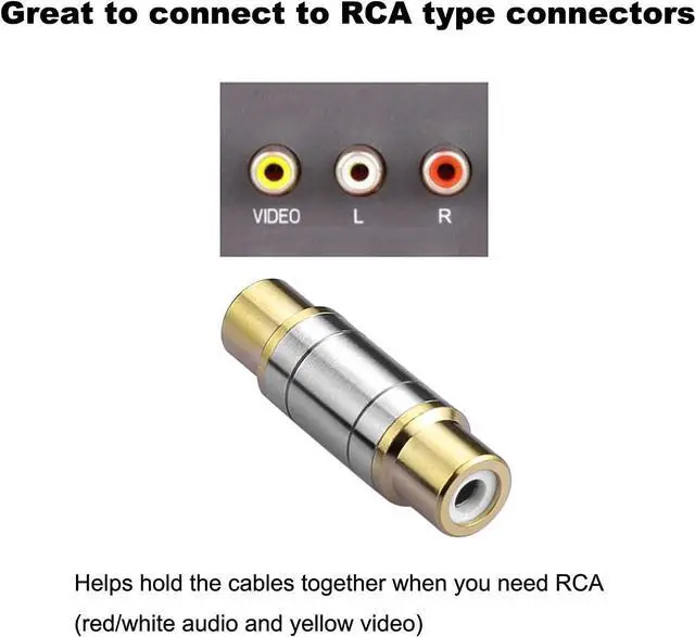 Alt view image 11 of 14 - 2Pcs RCA Female to Female Coupler Gold Plated Video and Audio Female Adapters Barrel connectors Extend RCA Cables