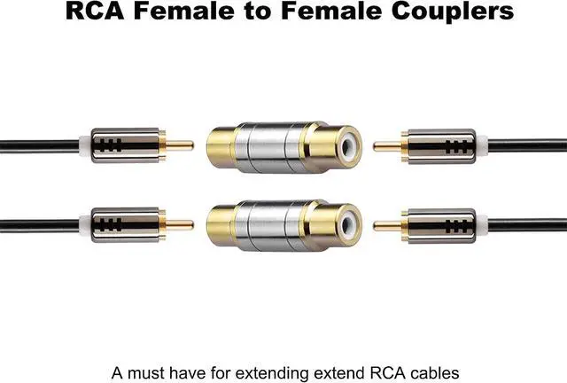 Alt view image 12 of 14 - 2Pcs RCA Female to Female Coupler Gold Plated Video and Audio Female Adapters Barrel connectors Extend RCA Cables