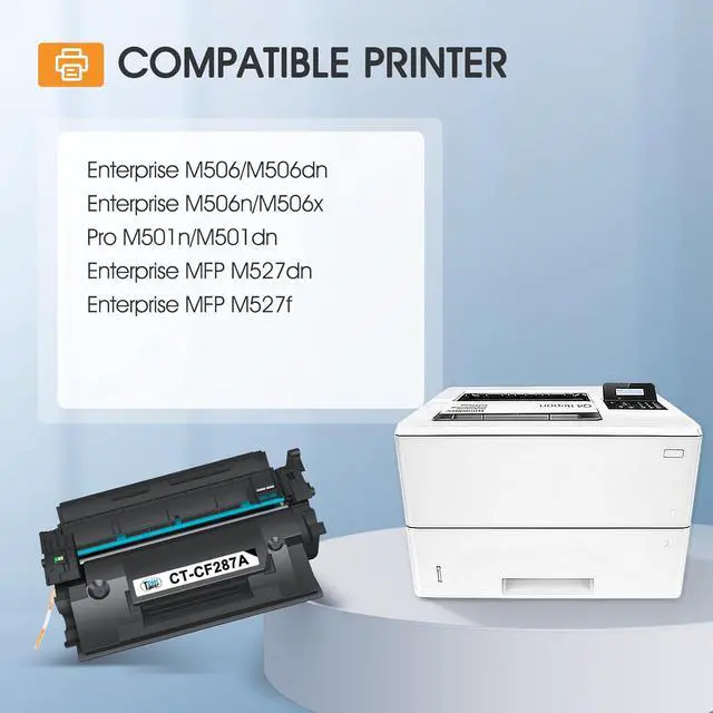 Alt view image 2 of 6 - CF287A 87A Black Toner Cartridge for HP Printer M506 Pro M501 M501dn 87X CF287X Compatible for HP Laserjet Enterprise M506dn M506n M506x MFP M527dn M527f M527 Series Printer Ink 2 Pack