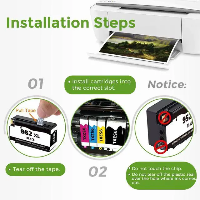 Alt view image 5 of 6 - 952XL Black Ink Cartridge 2-Pack ompatible for HP 8710 7740 Printer Ink for HP 952 XL Black HP952 to OfficeJet Pro 8720 8725 8210 8715 8702 8740 7720 8730 8216 8700 7730 8200 Printer