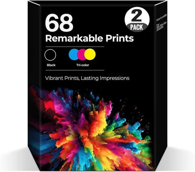 Main image of 68 Ink Cartridges for Envy 6155e 6555e 6555 e 6155 e Ink Combo Pack Compatible with Hp 68 68e Ink Cartridges for Envy 6155e, 6555e, 6552e, 6558e, 6152e 6552 6558 6152 e Printer (1 Black, 1 Tri-Color)