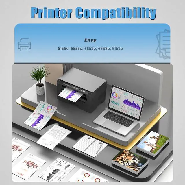 Alt view image 2 of 7 - 68 Ink Cartridges for Envy 6155e 6555e 6555 e 6155 e Ink Combo Pack Compatible with Hp 68 68e Ink Cartridges for Envy 6155e, 6555e, 6552e, 6558e, 6152e 6552 6558 6152 e Printer (1 Black, 1 Tri-Color)