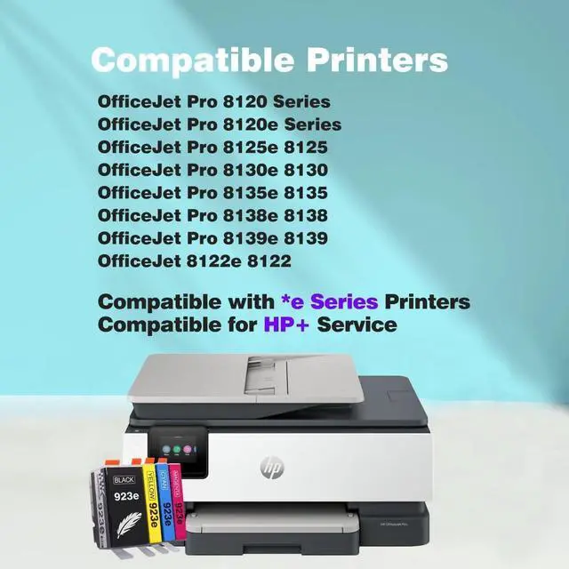 Alt view image 2 of 6 - 923e 923XL Black Replacement for HP 923 Black Ink Cartridgs for HP Printers Office Jet Pro 8125e 8135e 8138e 8139e 8130 8130e Series OfficeJet 8122e 8120 Series Printer(1 Pack 923 XL)