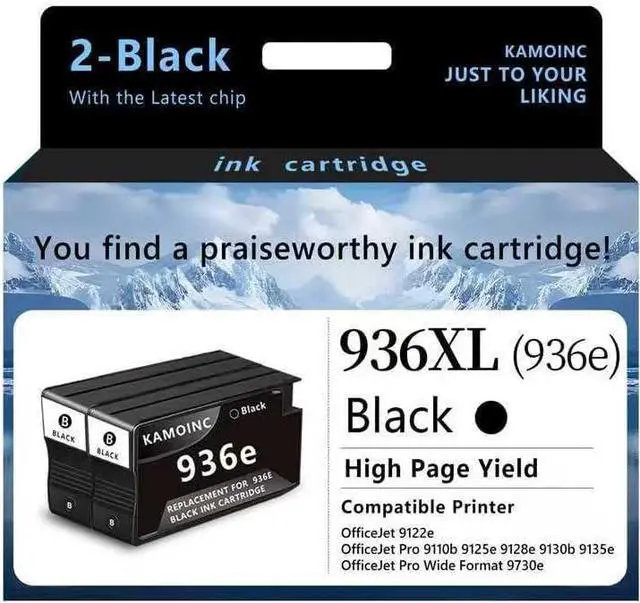 Main image of 936e 936XL Black Ink Cartridges Combo Pack Compatible with HP 936e 936 Black Ink Cartridges for OfficeJet 9122e; OfficeJet Pro 9110b, 9125e, 9128e, 9135e; OfficeJet Pro Wide Format 9700 (2 Black)