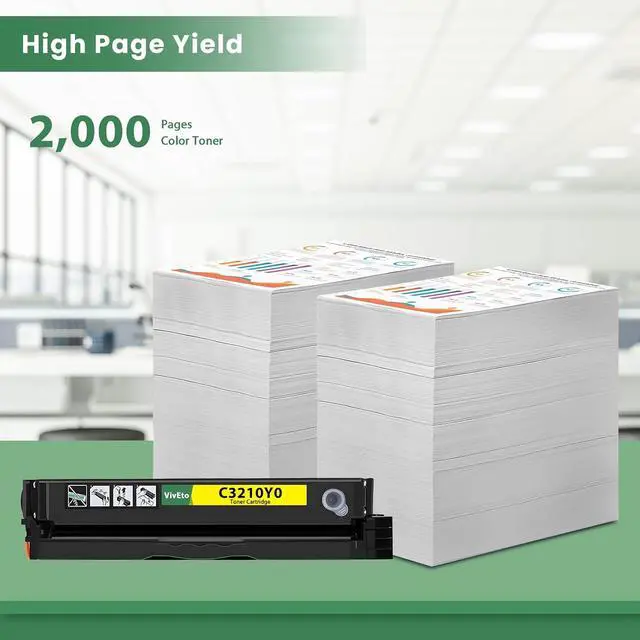 Alt view image 3 of 6 - MC3426 C3210 C3224 Yellow Toner Cartridge with New Chip C3210Y0 Toner