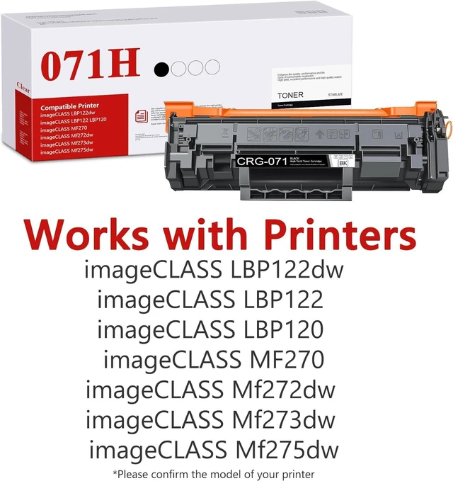 Alt view image 2 of 7 - 071H CRG071H High Capacity Toner Cartridge Replacement for Canon 071 Black Toner Cartridge for Imageclass LBP122dw LBP122 LBP120 MF270 MF273dw MF272dw MF275dw Printer (Black, 2Pack)
