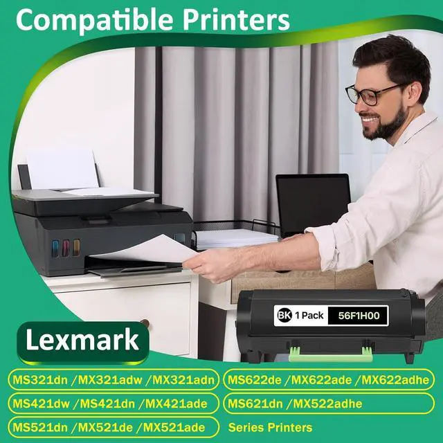 Alt view image 2 of 7 - for Lexmark 56F1H00 Black Toner Cartridge,15,000 Pages High Cartridge Compatible MS321,MX321,MS421,MX421,MS521,MX521,MS622,MX622,MS621,MX522 Printers,Replaceable 56F1000,56F1X00,56F1U00 Ink Cartridge