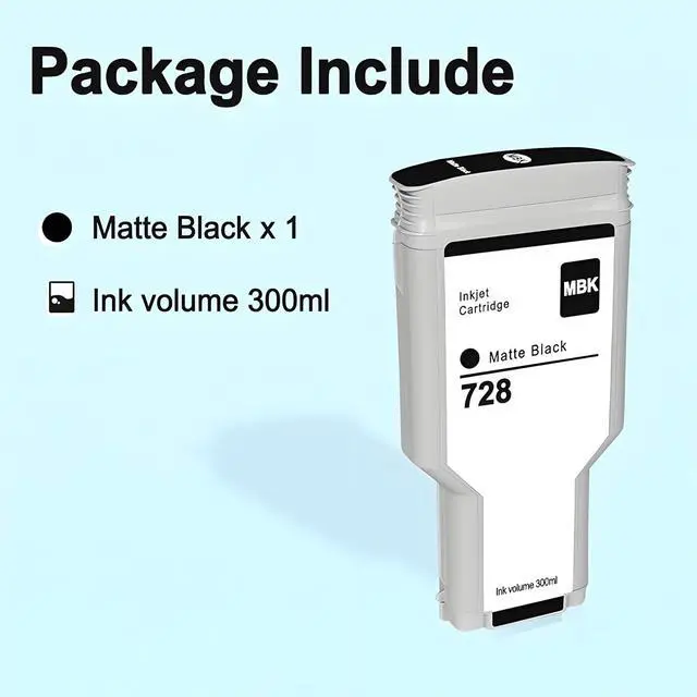 Alt view image 4 of 7 - HP 728 Ink Cartridge 300ml (F9J68A) 728 Compatible with DesignJet T730 T830 MFP Large Format Plotter Printers (1-Pack, Matte Black)
