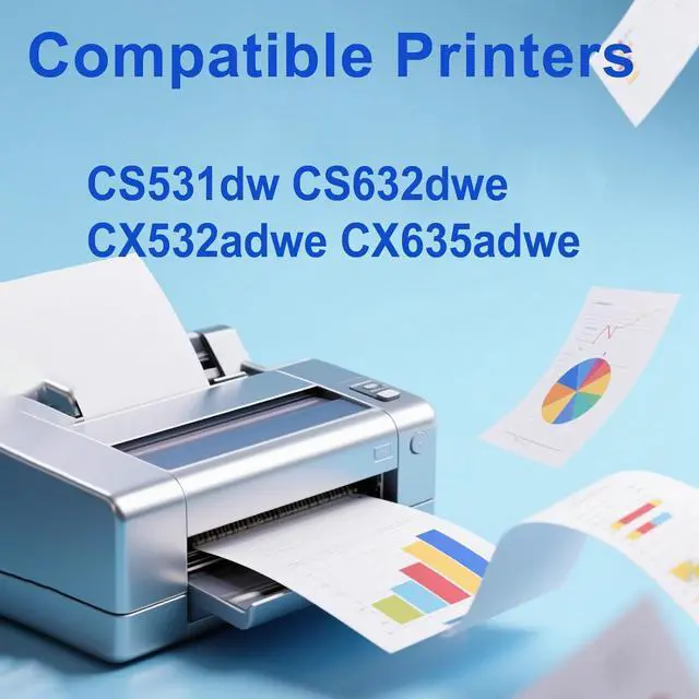 Alt view image 3 of 6 - CS531 CX532 Toner Cartridge Replacement for Lexmark CS531 CX532 75M10Y0 Toner Cartridge Work for CS531dw, CS632dwe, CX532adwe, CX635adwe Printers(1 Yellow ,with Professional Chip)