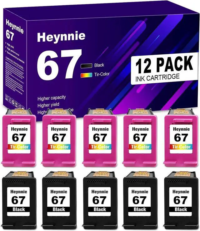 Main image of Remanufactured Ink Cartridges Replacement for HP 67 XL 67XL 67XXL for DeskJet 2700 2755 4155e 4155 Envy 6055e 6455e 6400 6055 6075 Envy Pro 6452 6458 6475 Printers (6 Black, 6 Tri-Color)