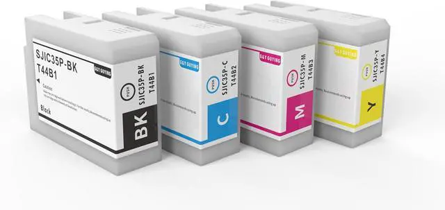 Alt view image 2 of 5 - G&Y GUYING SJIC35P 4-Pack 80ml Pigment Ink High Yield Remanufactured Ink Cartridge Replacement for T44B1 T44B2 T44B3 T44B4 for ColorWorks CW-C6000Au CW-C6000Pu CW-C6500Au Label Printer