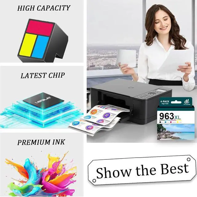 Alt view image 4 of 7 - Compatible for HP 963XL Ink Cartridge Combo Pack Replacement for 963 XL Cartridges Fit for HP OfficeJet Pro 9015 9016 9018 9019 9020 9022 9023 9025 9026 9027 9028 9029 Printers