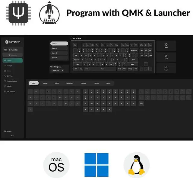 Alt view image 2 of 7 - Keychron C1 Pro Wired Mechanical Keyboard TKL Layout, QMK Programmable RGB Backlit with Hot-swappable K Pro Silent Red Switch, OEM Profile Double-Shot PBT Keycaps Compatible for Mac Windows Linux