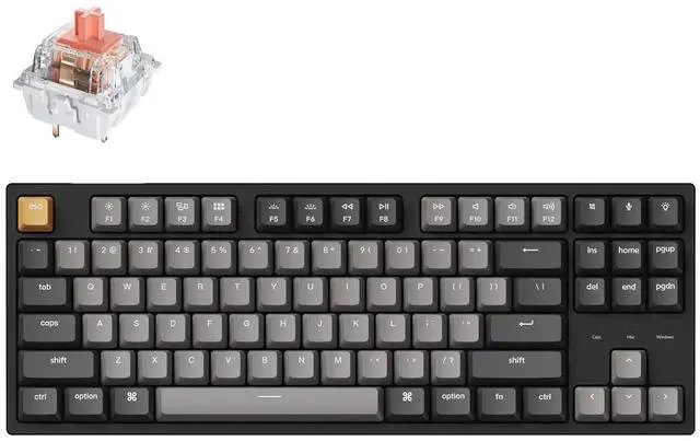 Main image of Keychron C1 Pro Wired Mechanical Keyboard TKL Layout, QMK Programmable RGB Backlit with Hot-swappable K Pro Silent Red Switch, OEM Profile Double-Shot PBT Keycaps Compatible for Mac Windows Linux