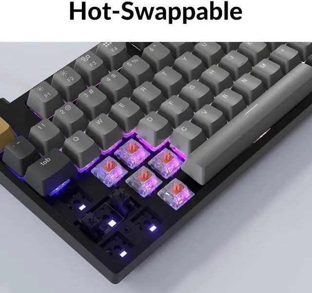 Alt view image 5 of 7 - Keychron C1 Pro Wired Mechanical Keyboard TKL Layout, QMK Programmable RGB Backlit with Hot-swappable K Pro Silent Red Switch, OEM Profile Double-Shot PBT Keycaps Compatible for Mac Windows Linux