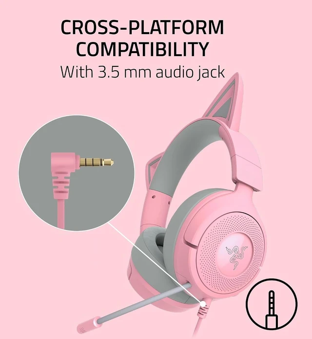 Alt view image 6 of 7 - Kraken Kitty V3 X Wired Gaming Headset, Kitty Ears, Pink