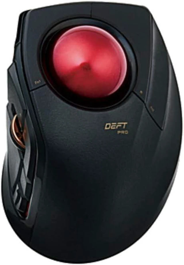 Main image of ELECOM DEFT PRO Trackball Mouse, Wired, Wireless, Bluetooth, Finger Control, Ergonomic Design, 8-Button Function, Optical Gaming Sensor, Smooth Red Ball, Windows11, MacOS(M-DPT1MRBK)