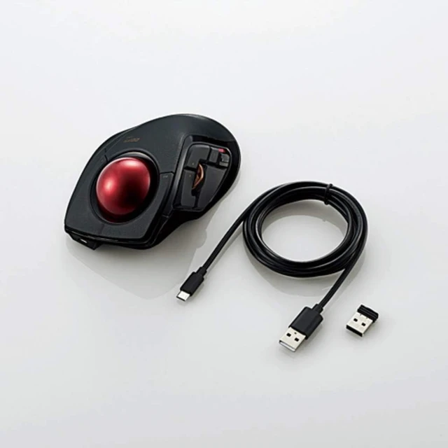 Alt view image 4 of 4 - ELECOM DEFT PRO Trackball Mouse, Wired, Wireless, Bluetooth, Finger Control, Ergonomic Design, 8-Button Function, Optical Gaming Sensor, Smooth Red Ball, Windows11, MacOS(M-DPT1MRBK)