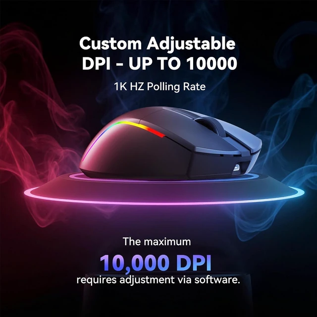 Alt view image 4 of 7 - Redragon S107KS Wireless Gaming Keyboard and Mouse, RGB Backlit, 3 Mode (Wired/2.4G/BT), Up to 10,000 DPI Gaming Mouse with Software, Ultra Lightweight 65g, 25 Key Anti-Ghosting Keyboard for PC