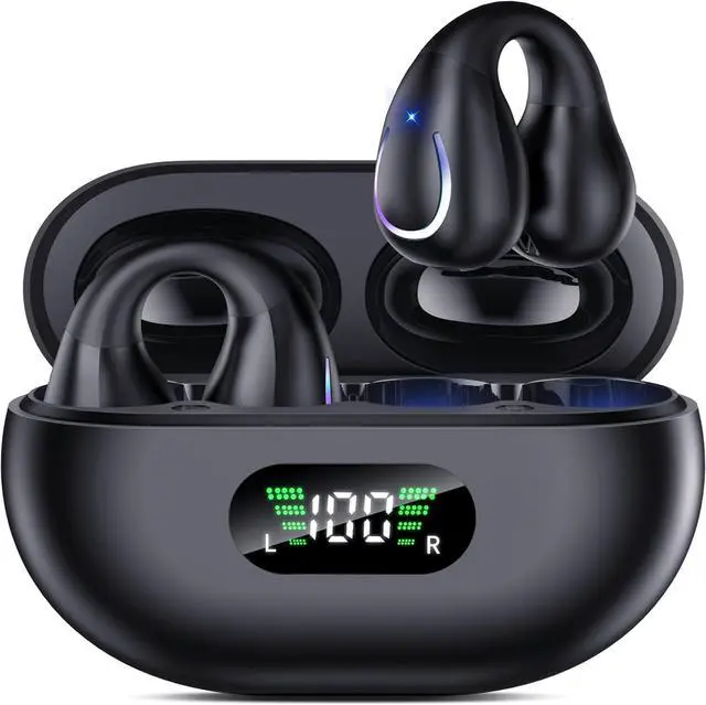Main image of Translation AI Earbuds Bluetooth 5.3, Sports Earphones Built-in Microphone with Earhooks & Ear Hook, Wireless Charging Case & Display, Waterproof Fitness Headphones for Running
