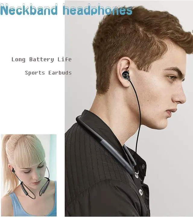 Alt view image 3 of 7 - Neckband Bluetooth Headphones Wireless Earbuds Sports Earphones HiFi Stereo Magnetic Headsets with Soft Silicone Coating & Built-in Mic, 36 Hours Playtime Lightweight Sweatproof for Workout Gym Blue