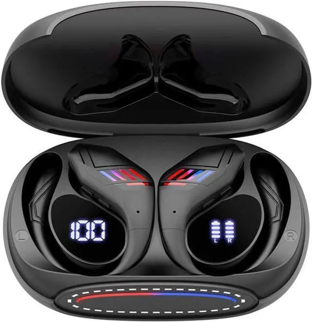 Main image of Bluetooth Headphones Wireless Earbuds in Ear Buds,Sports Earphones Deep Bass with Dual LED Power Display Earhooks Headset,Light-Weight Earbud with Mic for Phone Laptop PC TV Running Workout