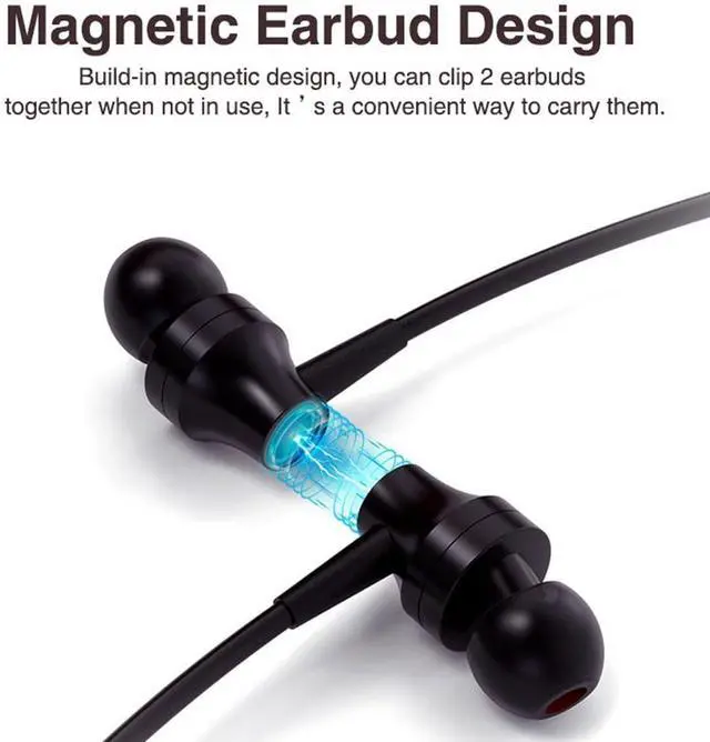 Alt view image 6 of 7 - Neckband Bluetooth Headphones Wireless Earbuds with Mic in-Ear Magnetic Neckband Earphone,HiFi Stereo Deep Bass Noise Cancellation Headsets,60 Hours Playtime for Sports Music Phone Call, Black