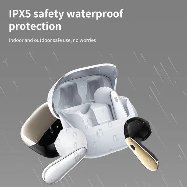 Alt view image 7 of 7 - Wireless Earbuds Bluetooth V5.3 Headphones,ANC+ENC Six-Microphone Talking Noise-Canceling Noise-Absorbing Wind-Dampening Headset,36H Playtime,IPX5 Waterproof Earphones for Gaming,Work, White