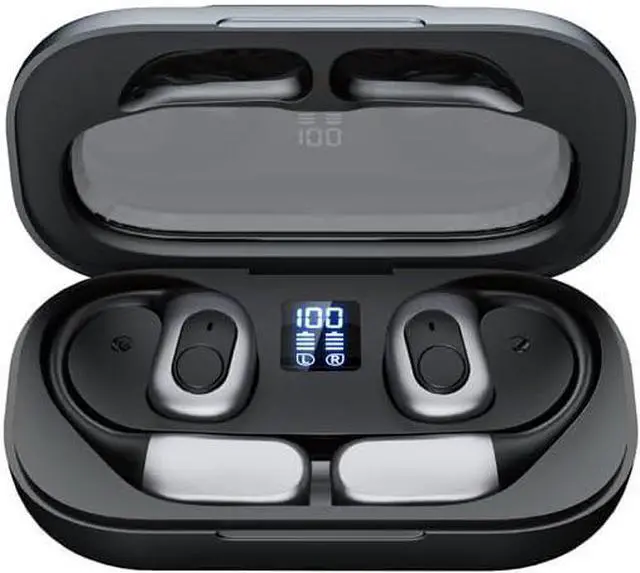 Main image of Open Ear Headphones Air Conduction Headphones Wireless Bluetooth 5.3 Wireless Sports Earbuds with Earhooks,ENC Call Noise Cancellation Technology IPX5 Waterproof for Sports,Driving,Black