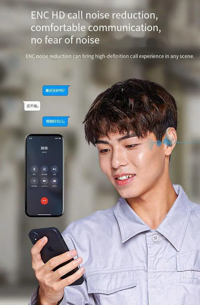 Alt view image 7 of 7 - Open-Ear Wireless Bluetooth 5.3 Headphones with Microphone,IPX7 Waterproof Sport Earphones Sweat Resistant,Single 8-Hour Playback Time,Compatible with iPhone & Android,Beige