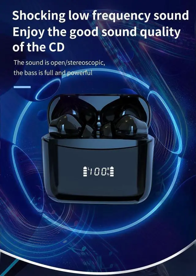 Alt view image 7 of 7 - Bluetooth Headphones Wireless Earbuds 42Hrs Playback Ear Buds Power Display with ENC Noise Canceling Mic Inr-Ear Stereo Bass Earphones for Sports/Workout/Running,Black