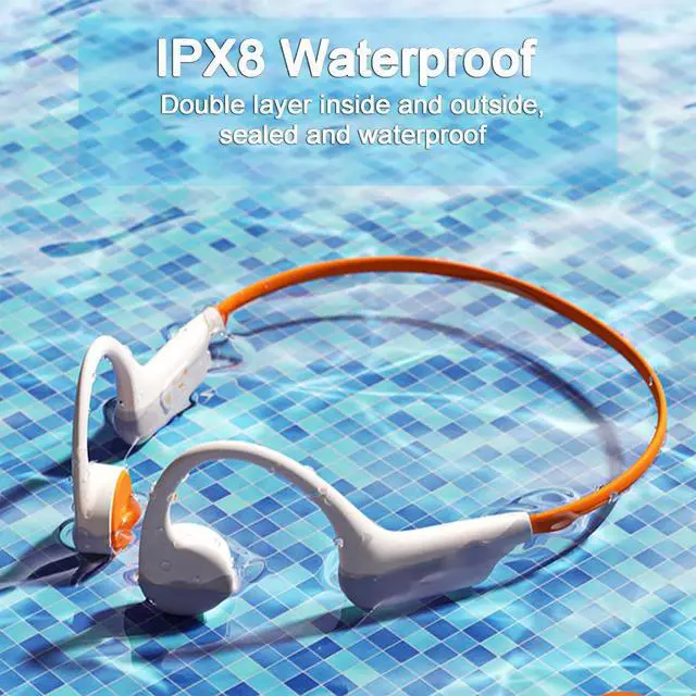Alt view image 6 of 7 - Bone Conduction Headphones 5.3 Open Ear Headphones,Bone Conduction Earphones IPX8 Waterproof Built-in 32GB MP3,with Mic,8 Hours Battery Life Waterproof Headphones for Swimming,Running White