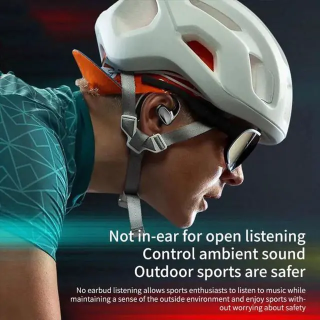 Alt view image 4 of 7 - Open-Ear-Headphones with Microphone Wireless Earbuds Bluetooth Light Emitting Diode Display HiFi Stereo Sound Waterproof Sport Earbuds Noise Cancellation for Smart Phone Laptop Computer Sports Black