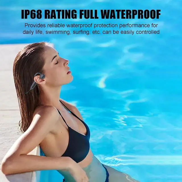 Alt view image 4 of 7 - Bone Conduction Headphones-Waterproof Headphones for Swimming Waterproof Bone Conduction Headphones Open Ear Headphones IP68,Up to 8 Hours Battery,Swimming Headphones Built-in 16GB MP3 black