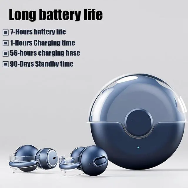 Alt view image 7 of 7 - Open Ear Earbuds Open Ear Headphones Wireless Bluetooth 5.2 Clip On Earbuds Ear Clip Earbuds Running Headphones With Mic And 56 Hours Charging Case Ipx5 Waterproof Sports Earbuds For Workouts wait