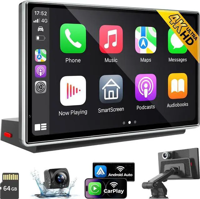 Main image of 7" Wireless Apple CarPlay Android Auto Screen for Car - 4K Dash Cam, GPS Navigation, HD Touchscreen, AirPlay, 1080P Backup Camera, Car Stereo