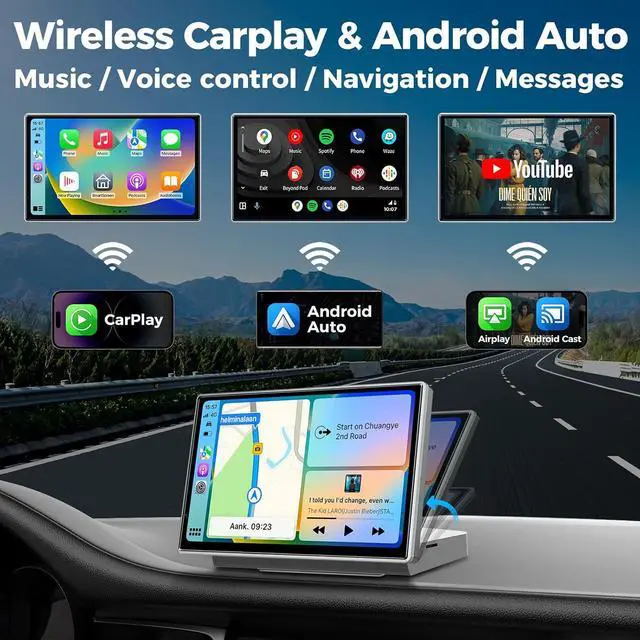 Alt view image 2 of 7 - 7" Wireless Apple CarPlay Android Auto Screen for Car - 4K Dash Cam, GPS Navigation, HD Touchscreen, AirPlay, 1080P Backup Camera, Car Stereo