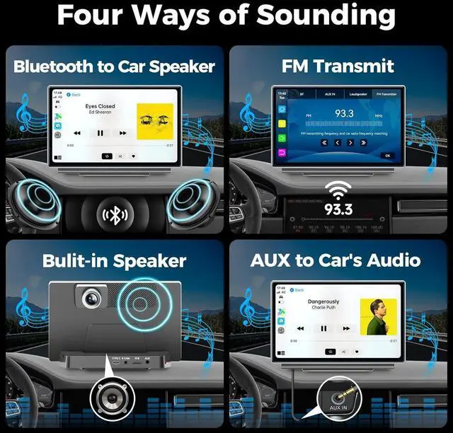 Alt view image 6 of 7 - 7" Wireless Apple CarPlay Android Auto Screen for Car - 4K Dash Cam, GPS Navigation, HD Touchscreen, AirPlay, 1080P Backup Camera, Car Stereo