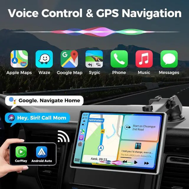 Alt view image 7 of 7 - 7" Wireless Apple CarPlay Android Auto Screen for Car - 4K Dash Cam, GPS Navigation, HD Touchscreen, AirPlay, 1080P Backup Camera, Car Stereo
