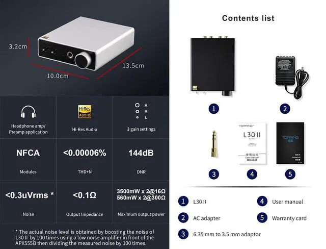 Alt view image 4 of 7 - TOPPING L30II NFCA Linear Headphone Amp - 6.35mm Jack 3.5mm Adaptor RCA Input and Output 37Vpp high Output Voltage Mini HiFi Amp Audio Hi-Res Preamplifier (Black)