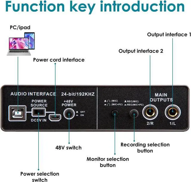 Alt view image 4 of 7 - USB Audio Interface for Recording Music, AudioBox Mic Preamps 48v 2 Channel for Streaming and Podcasting Recording