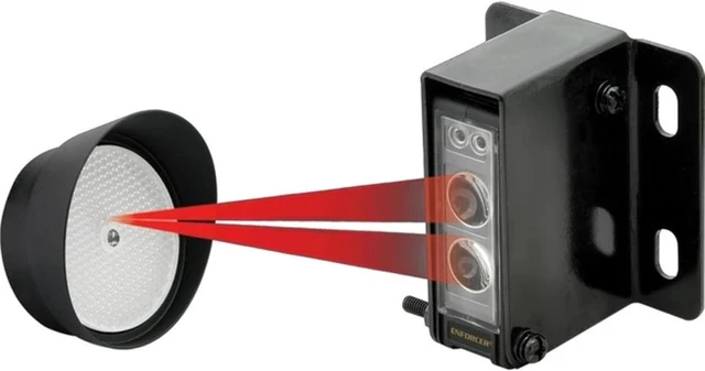 Main image of E-936-S45RRGQ Retro-Reflective Photoelectric Beam Sensor 45ft (14m) Sensing Range, IP66 Weatherproof for Indoor/Outdoor, Pre-Wired 6ft (1.8m) Cord